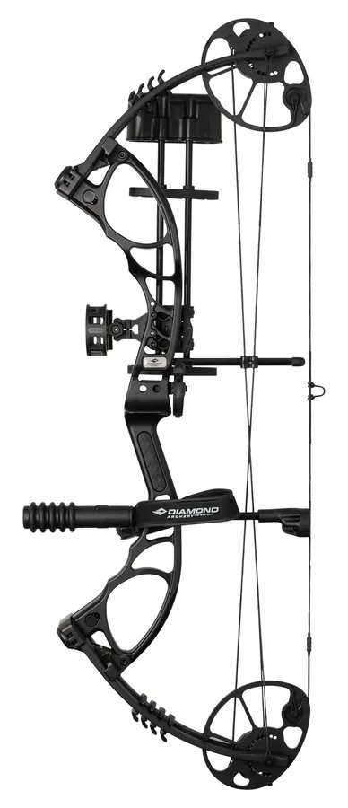 Diamond Archery Edge XT compound bow in black with accessories, side profile