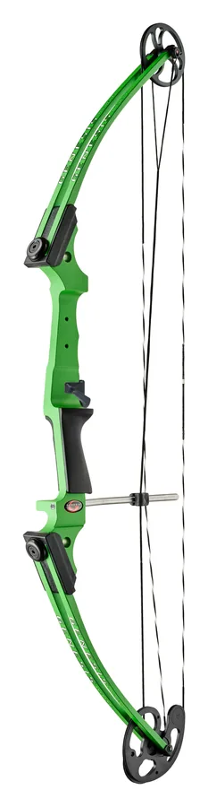 Genesis Original compound bow in green, three-quarter side view